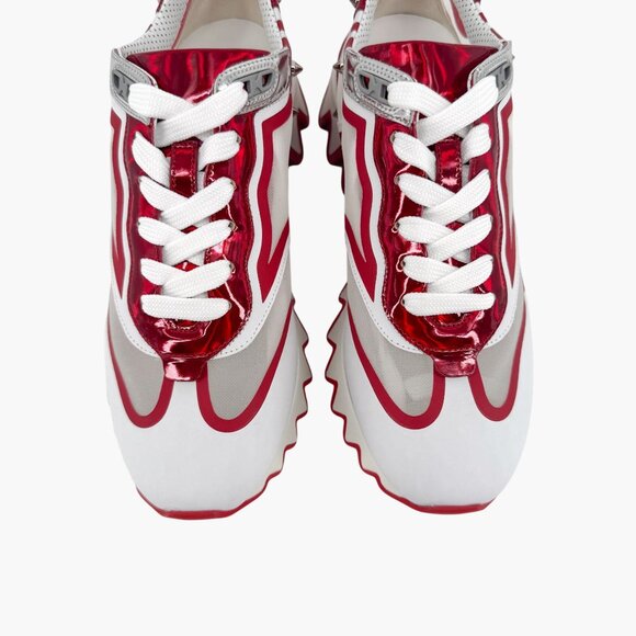 Christian Louboutin Sharkina White Mesh Red Sneakers Size 38.5 US 8.5 Women 6969 - Picture 5 of 15